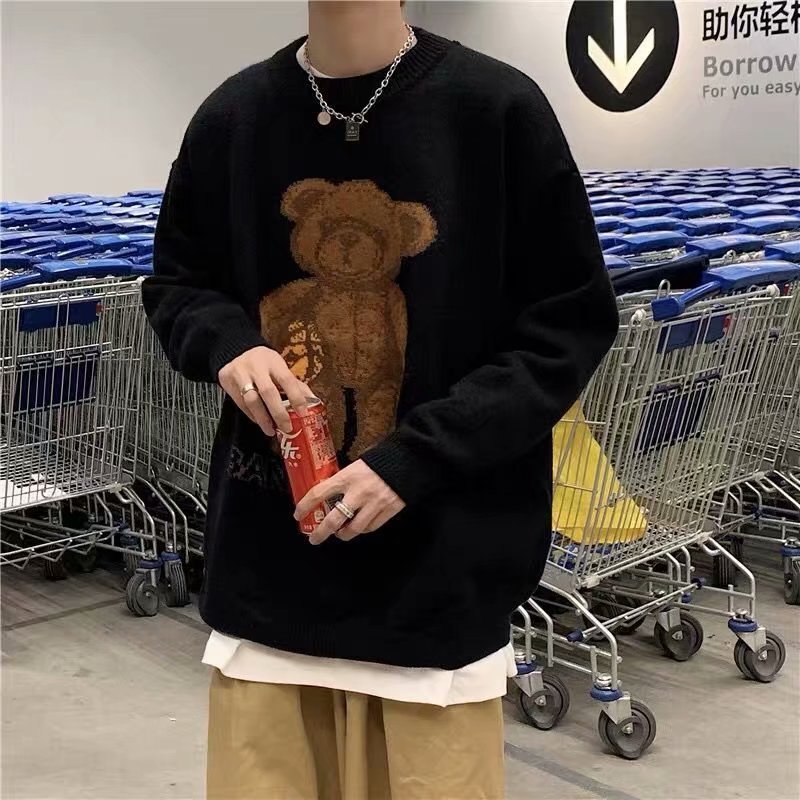 Korean Version Of Bear Sweater Crew Neck Sweater