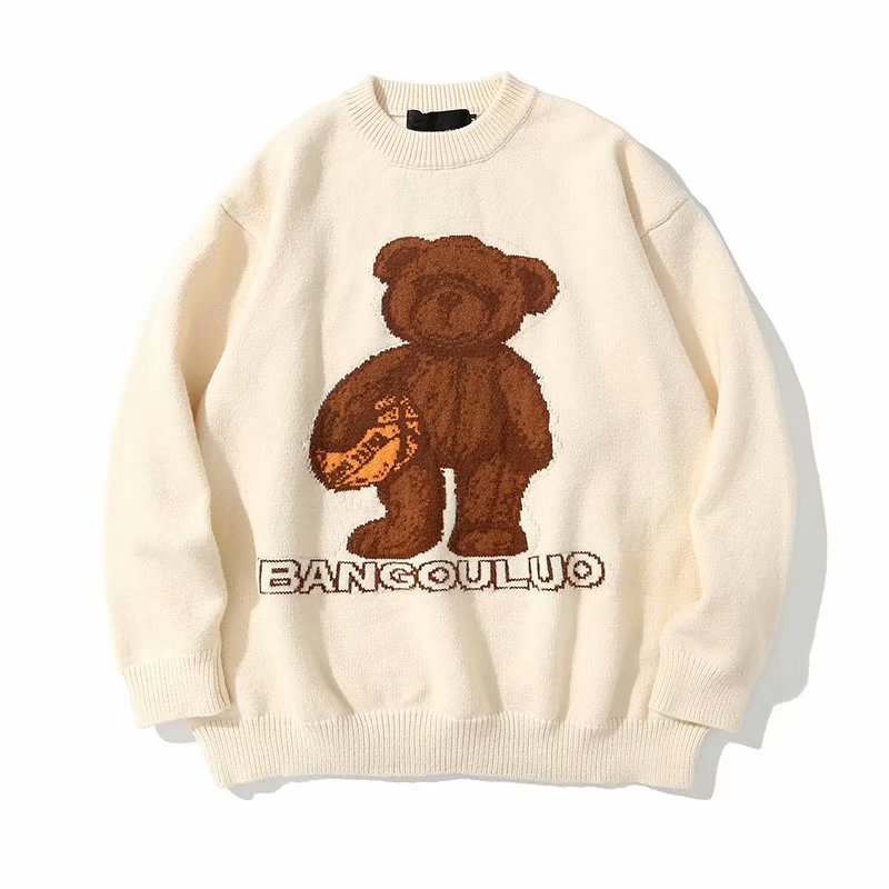 Korean Version Of Bear Sweater Crew Neck Sweater