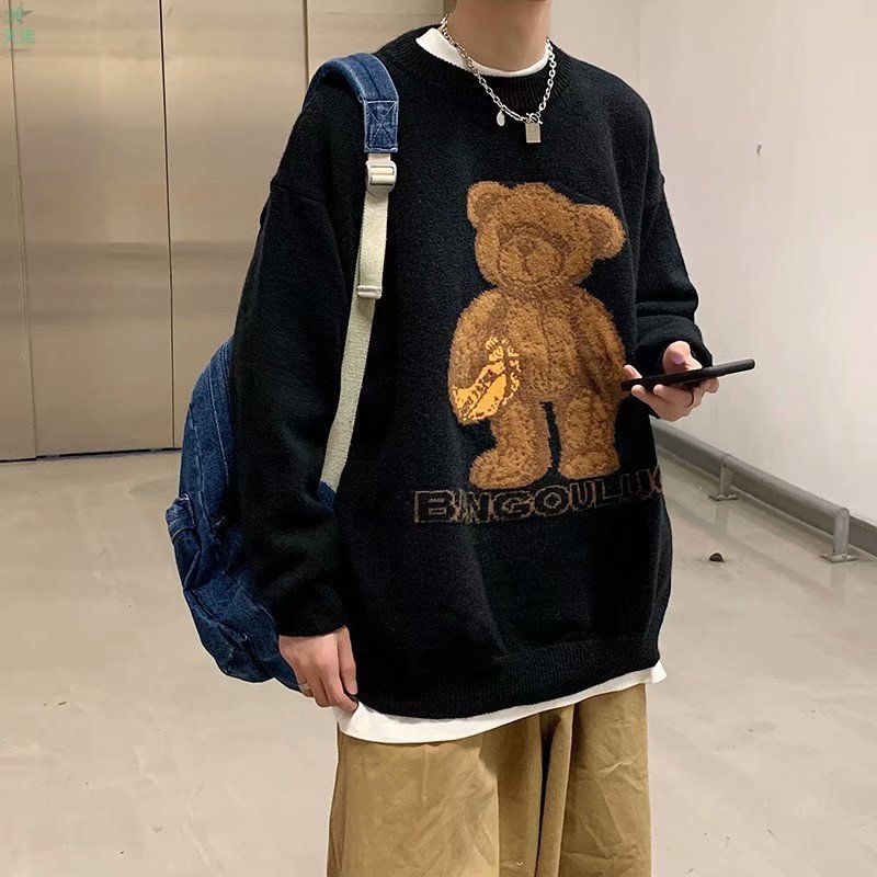 Korean Version Of Bear Sweater Crew Neck Sweater