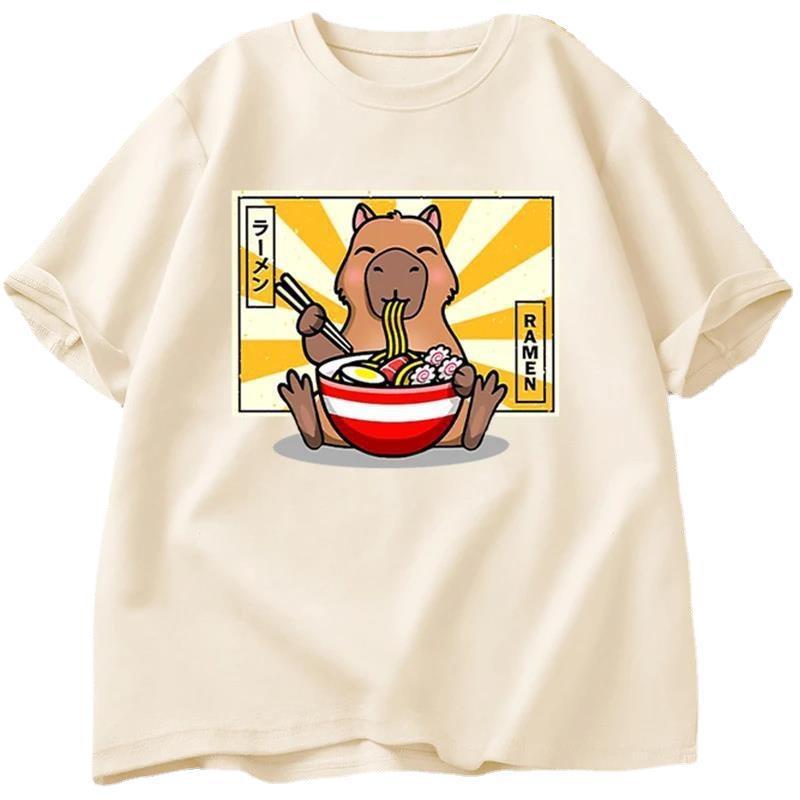 Capybara Cotton T-shirt Men's Clothing Oversized