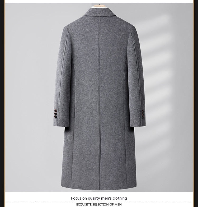 Woolen Double Breasted Long Coat