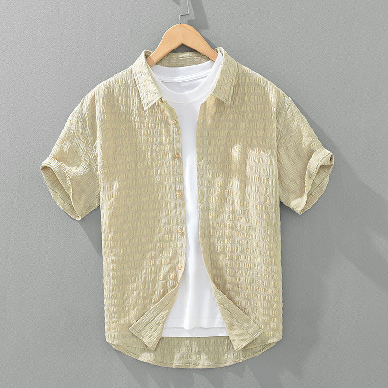 Seersucker Men's Casual Short-sleeved Shirt