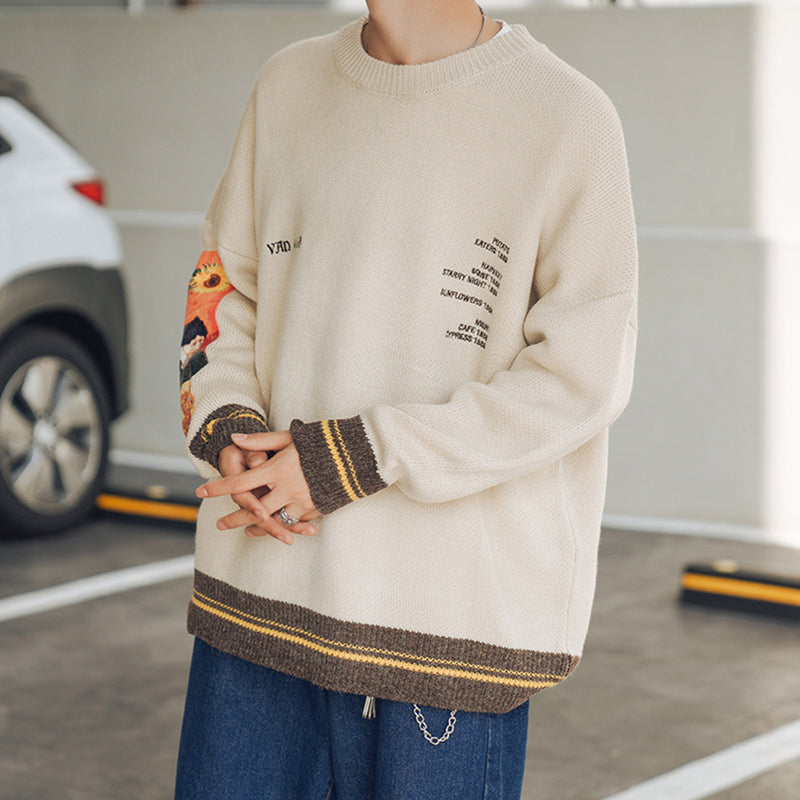 Patchwork crew neck sweater