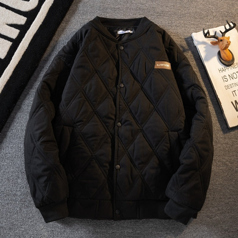 Winter Men's Retro Diamond Lattice Cotton Jacket