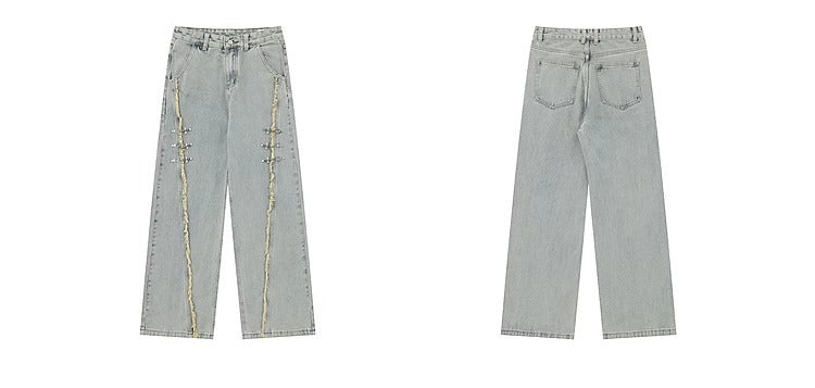 RetroBuckle Raw Hem Jeans Men