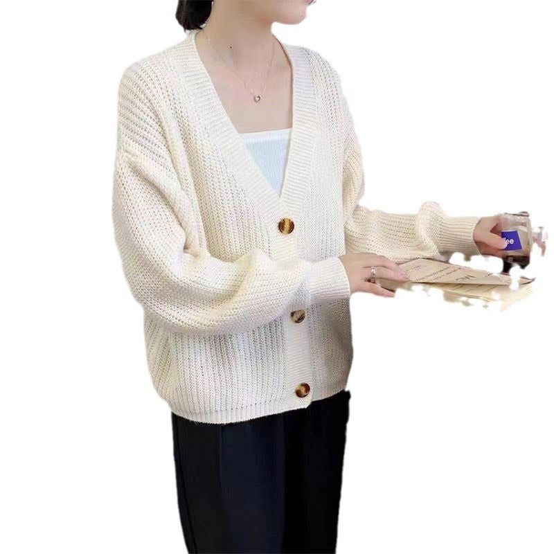 Loose And Lazy Style Base Knitting Cardigan Women's Top