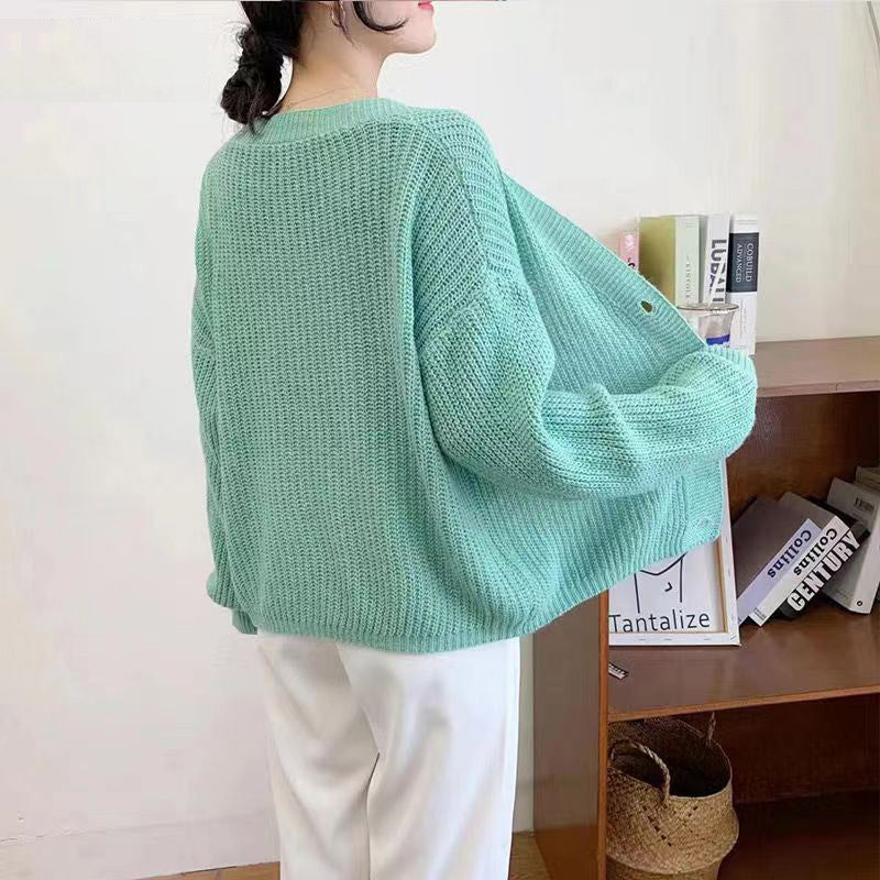 Loose And Lazy Style Base Knitting Cardigan Women's Top