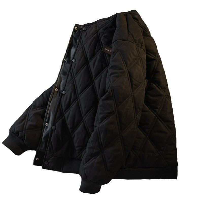 Winter Men's Retro Diamond Lattice Cotton Jacket