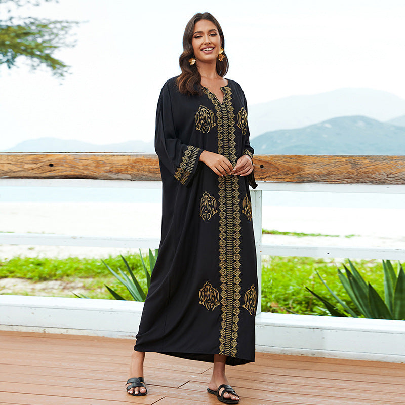 Women's Cotton Embroidered Vacation Loose Robe