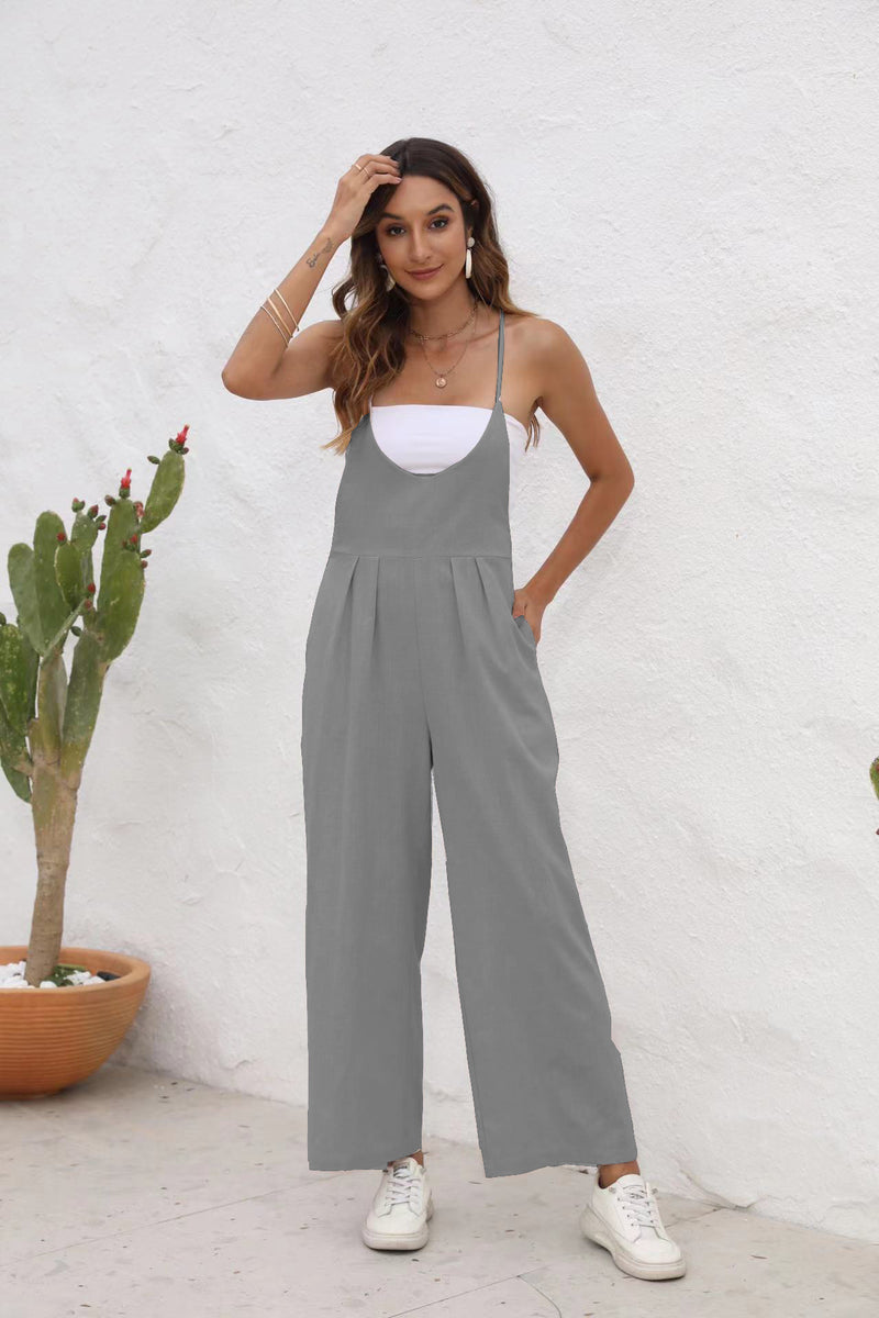 Women's Solid Color Casual Jumpsuit