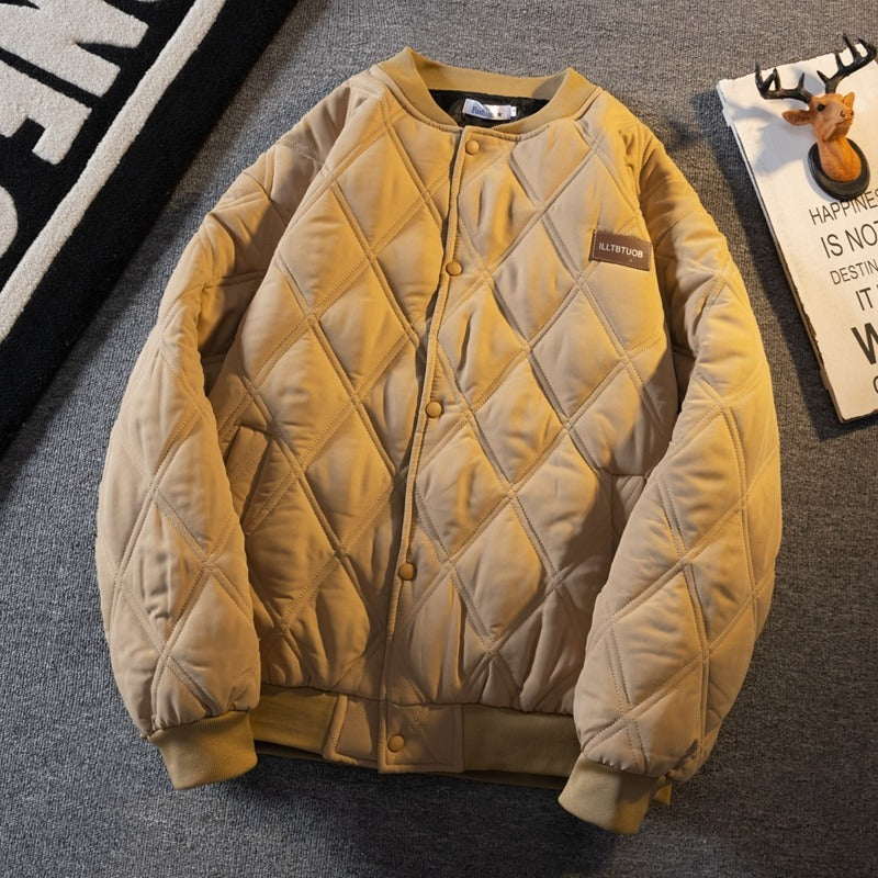 Winter Men's Retro Diamond Lattice Cotton Jacket