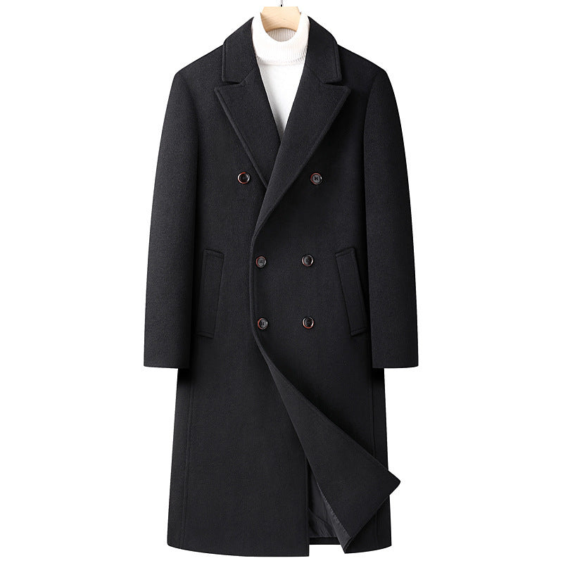 Woolen Double Breasted Long Coat