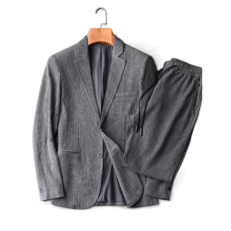 Retro Style Lightweight Striped Casual Suit Jacket