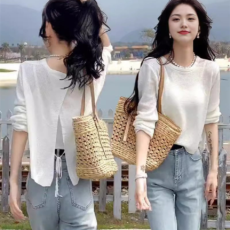 Thin Lace Up Knitted Top Women's Design New Long Sleeve