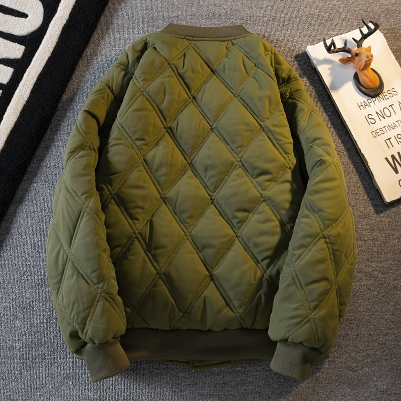 Winter Men's Retro Diamond Lattice Cotton Jacket