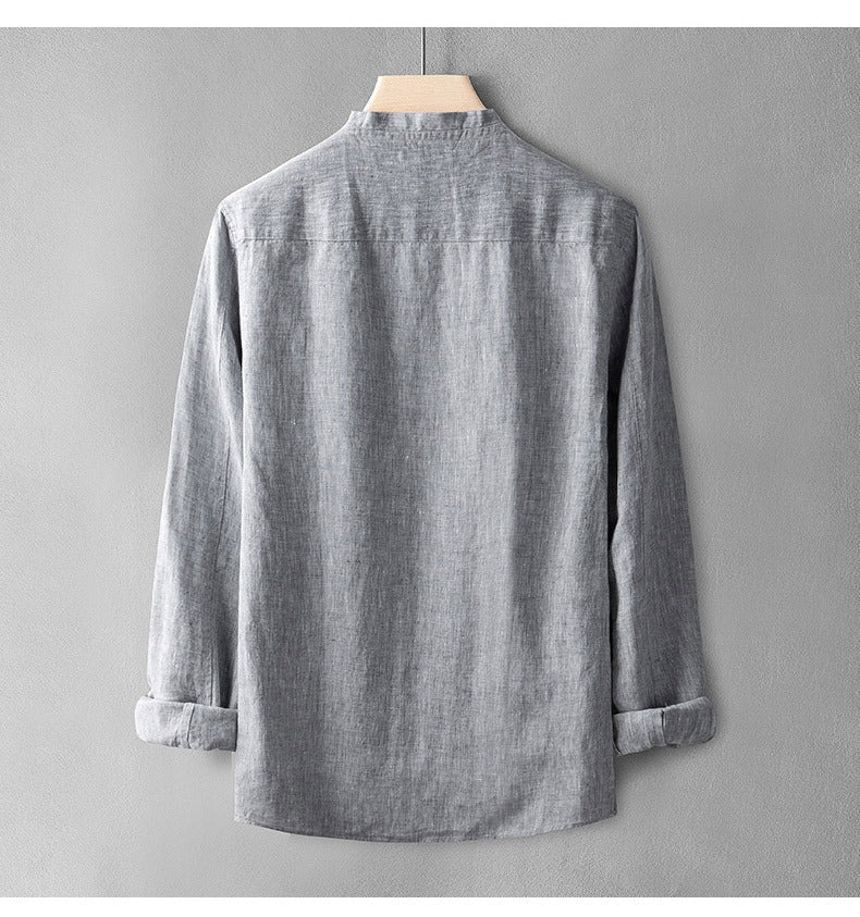 Retro Youth Linen Men's Long Sleeve Thin Loose Casual Cotton Linen Shirt