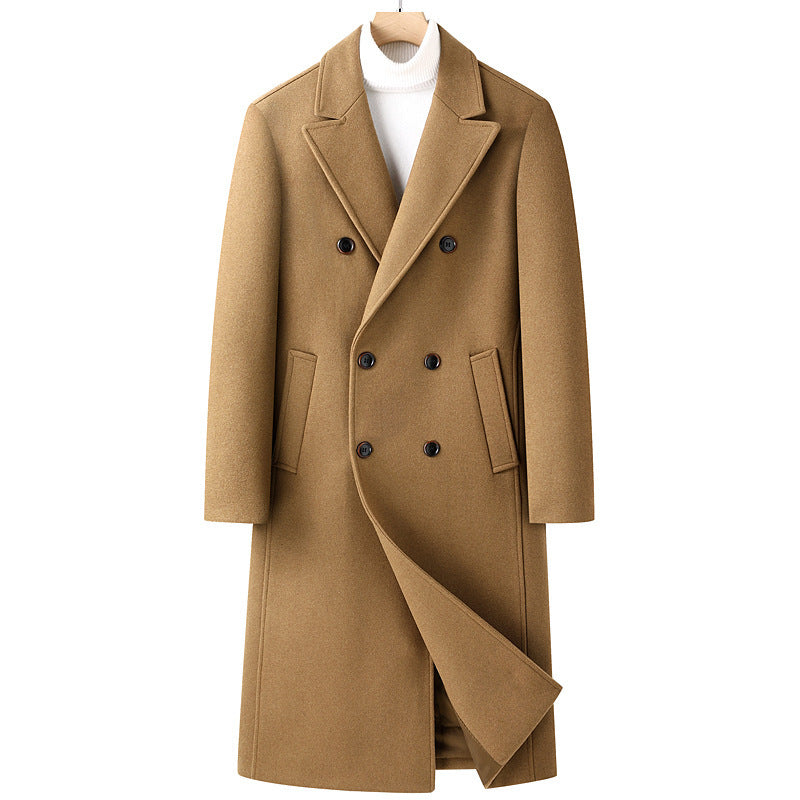 Woolen Double Breasted Long Coat