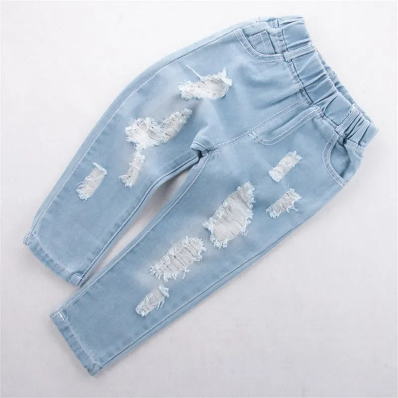 Children Ripped Jeans  Boys and  Girls  Denim Pants For Teenagers