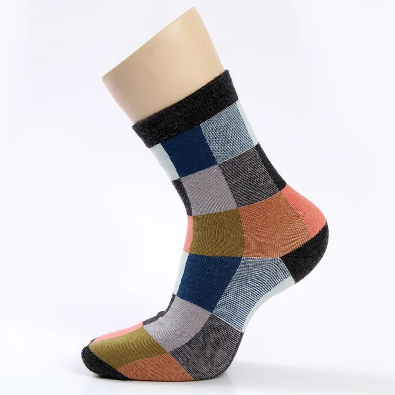 Combed Cotton Men's Compression and Colorful Square Socks