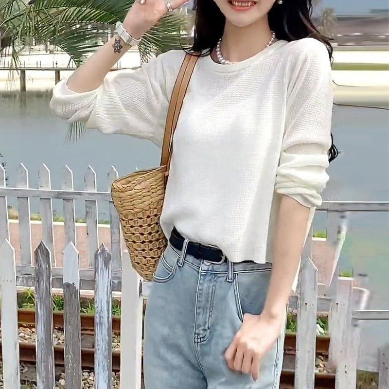 Thin Lace Up Knitted Top Women's Design New Long Sleeve