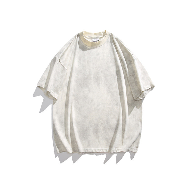 Dopamine Color Washed Dirty T-shirt Pure Cotton Distressed