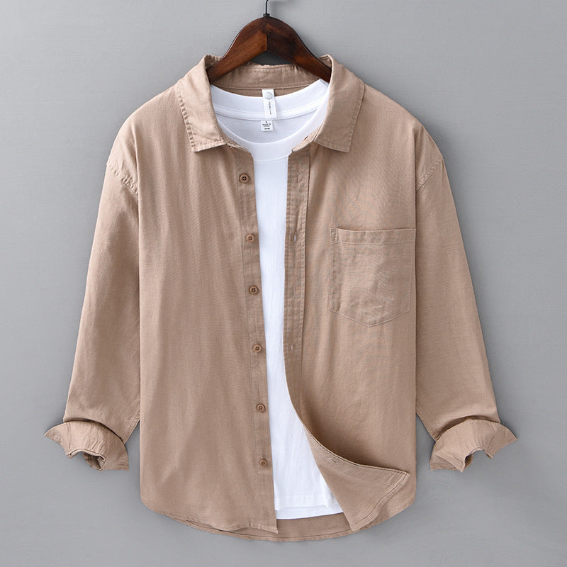 Long Linen Sleeves Casual All-matching Cotton Linen Shirt