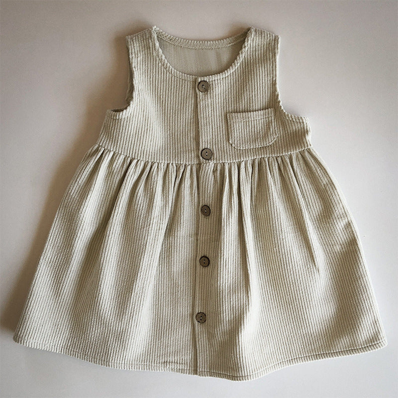 Kids' Korean Style Corduroy Warm Dress