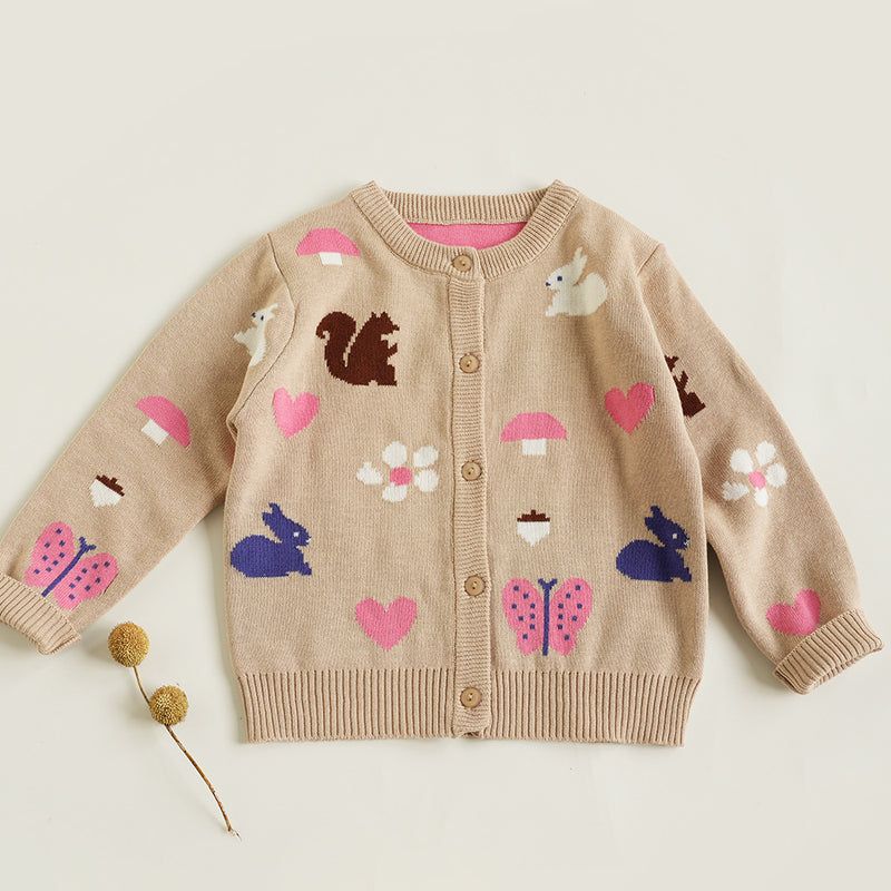 Autumn And Winter Children&#039;s Sweater New Men&#039;s And Women&#039;s Cotton Jacquard Knitted Cardigan Casual Western Style Girls&#039; Sweater Coat