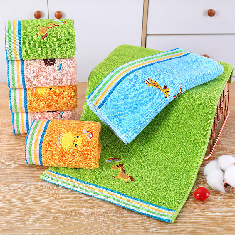 Children's Towel Cotton Cartoon Animal Embroidery Children's Towel Thickened Absorbent Baby Face Towel Wholesale