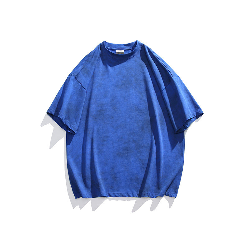 Dopamine Color Washed Dirty T-shirt Pure Cotton Distressed