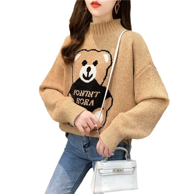 Artificial Mink Fur Bear Sweater For Women Autumn And Winter Loose Thickened Knitting