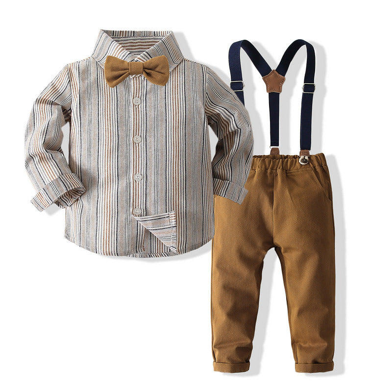 Boys Gentleman Striped Dress Suit Autumn New Children&