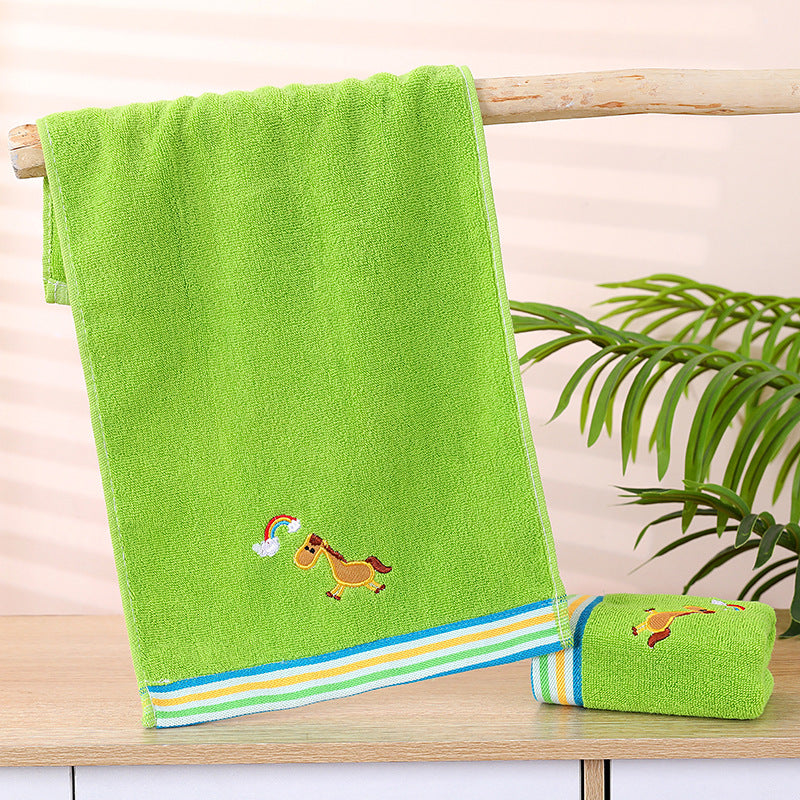 Children's Towel Cotton Cartoon Animal Embroidery Children's Towel Thickened Absorbent Baby Face Towel Wholesale