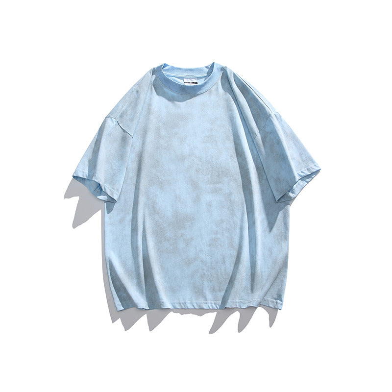 Dopamine Color Washed Dirty T-shirt Pure Cotton Distressed