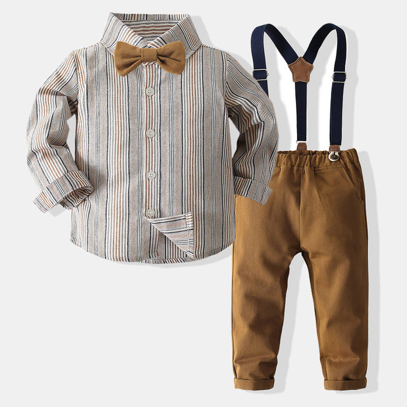 Boys Gentleman Striped Dress Suit Autumn New Children&