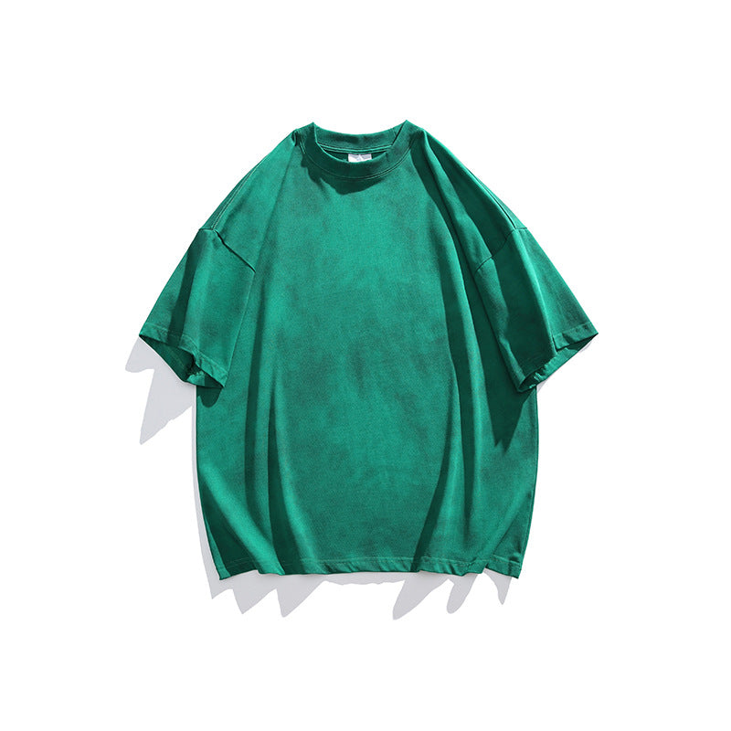 Dopamine Color Washed Dirty T-shirt Pure Cotton Distressed