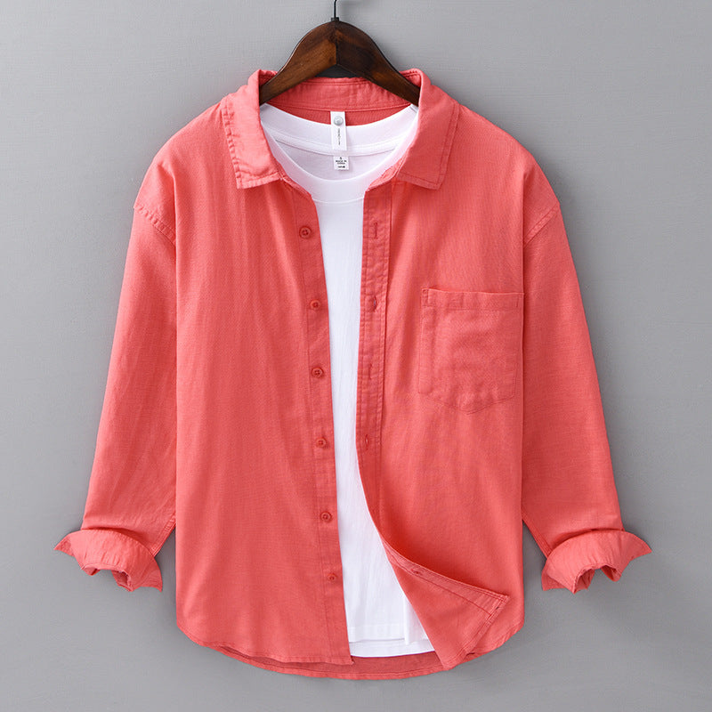 Long Linen Sleeves Casual All-matching Cotton Linen Shirt