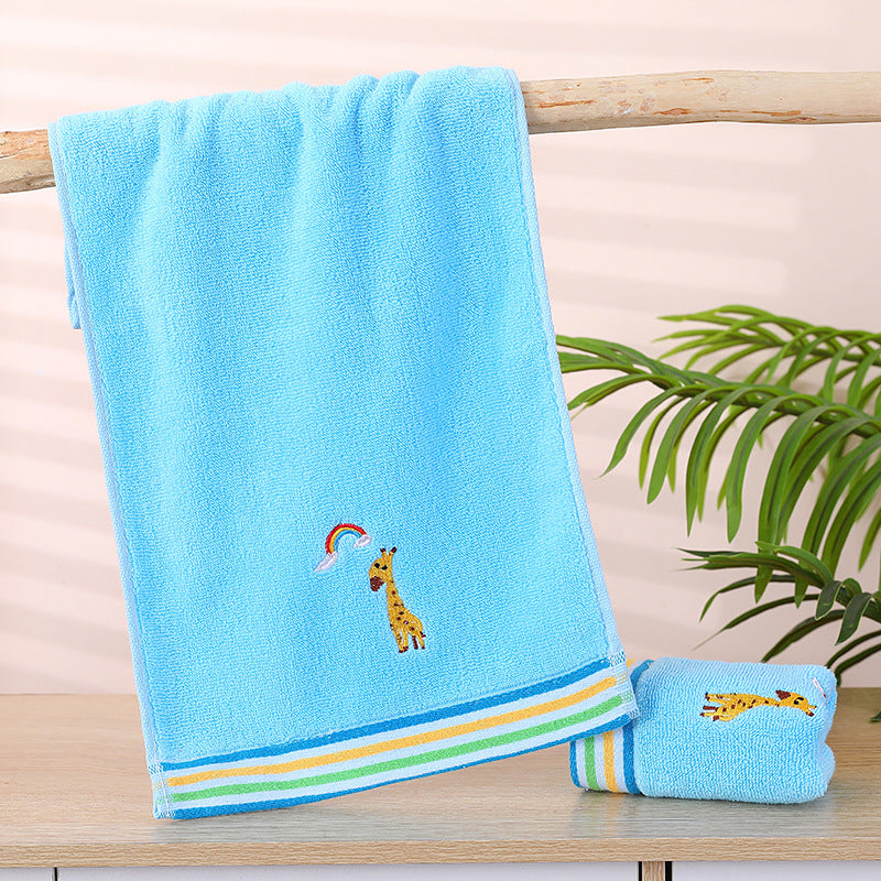 Children's Towel Cotton Cartoon Animal Embroidery Children's Towel Thickened Absorbent Baby Face Towel Wholesale