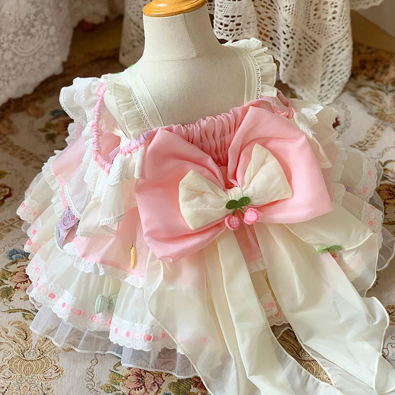 Princess Ball Gown Bow Lace Design Birthday Party Dress