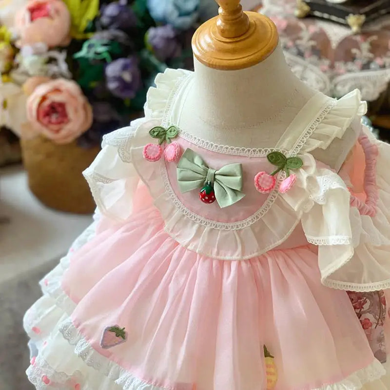 Princess Ball Gown Bow Lace Design Birthday Party Dress