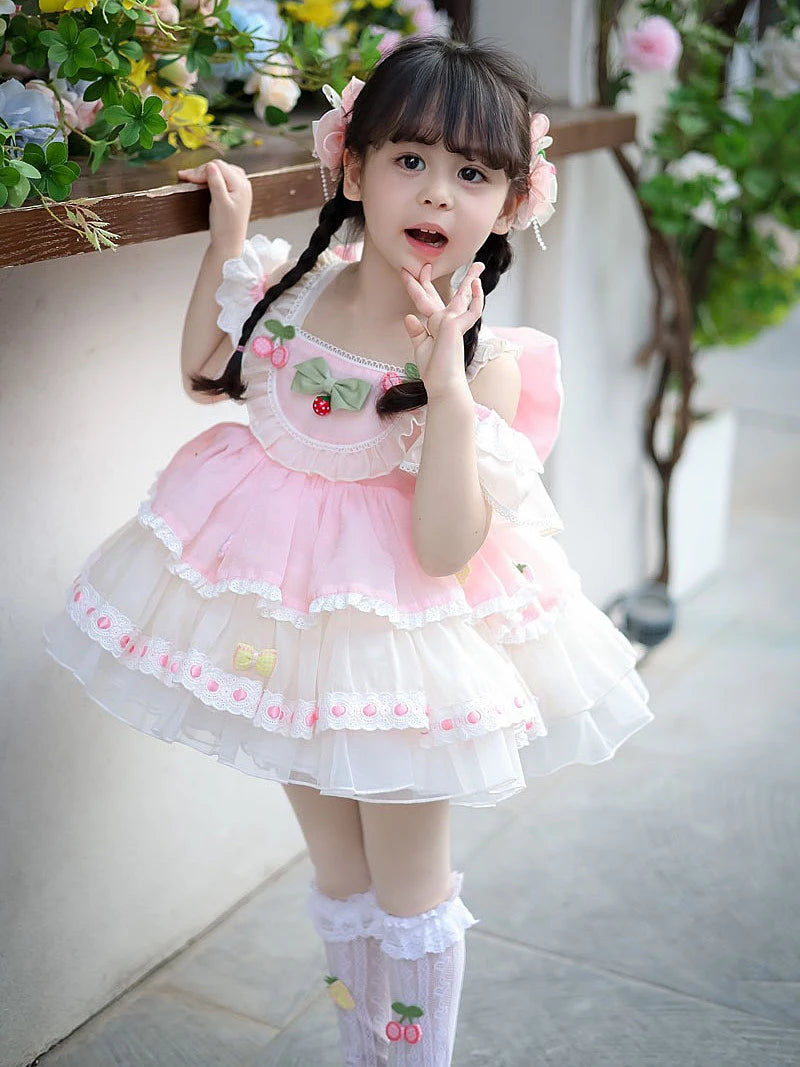 Princess Ball Gown Bow Lace Design Birthday Party Dress