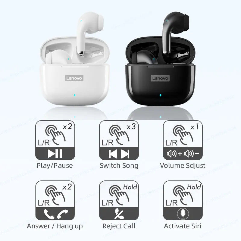 Original Lenovo LP40 Pro TWS Earphones Wireless Bluetooth 5.1 Sport Noise Reduction Headphones Touch Control