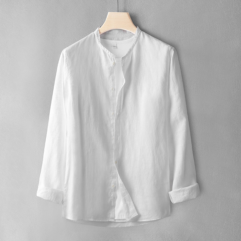 Retro Youth Linen Men's Long Sleeve Thin Loose Casual Cotton Linen Shirt