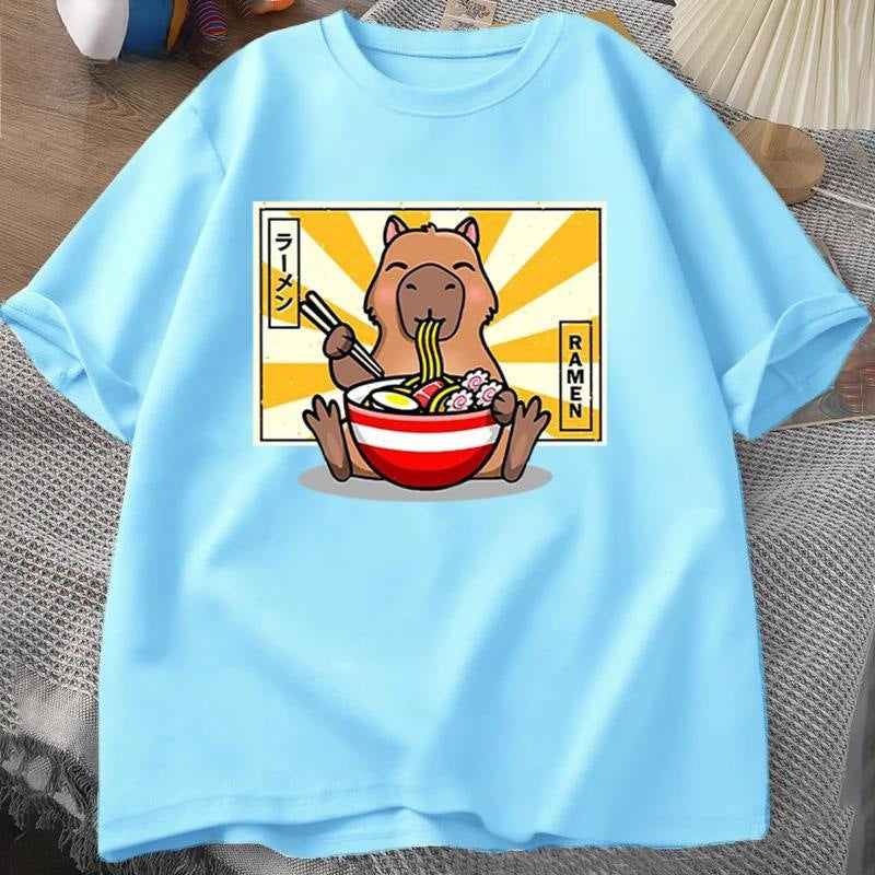 Capybara Cotton T-shirt Men's Clothing Oversized