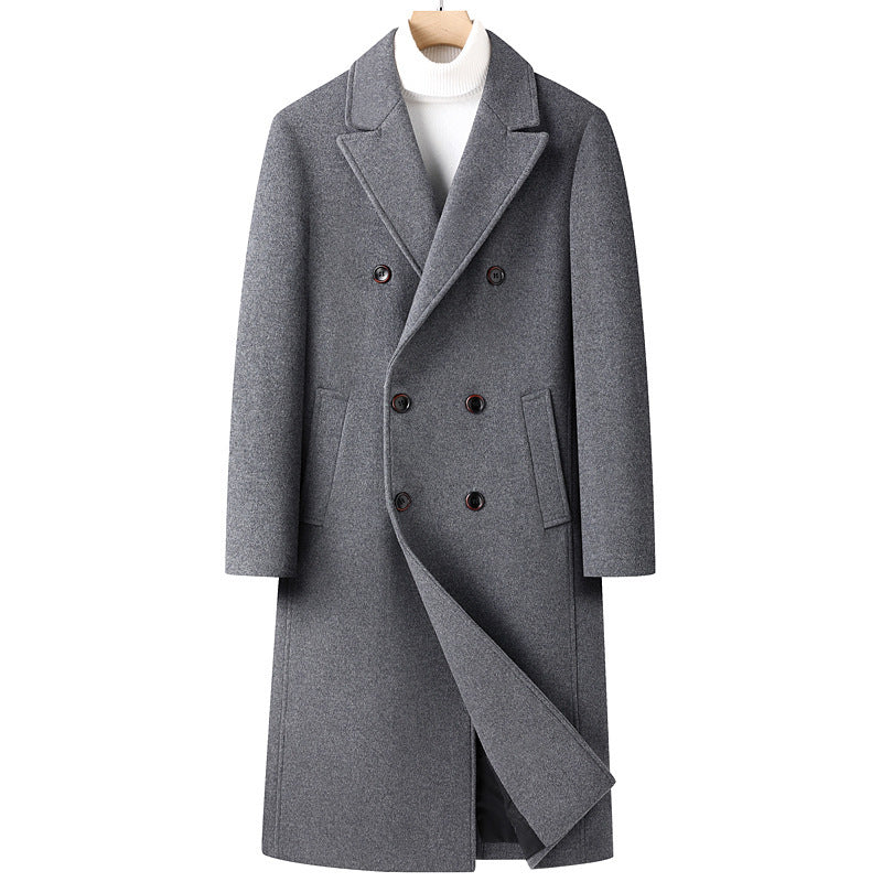 Woolen Double Breasted Long Coat