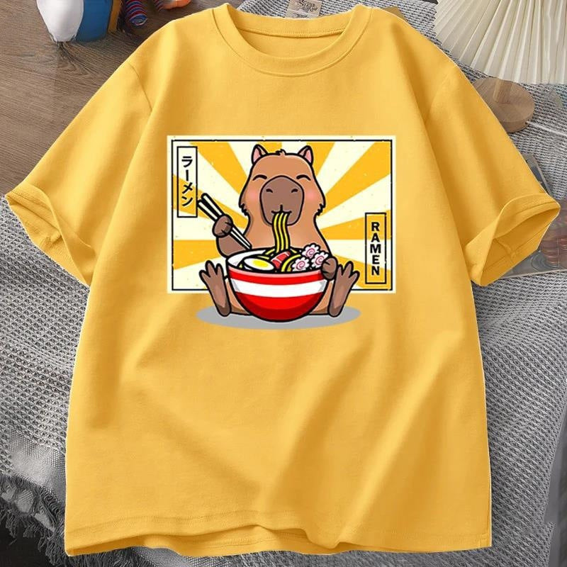 Capybara Cotton T-shirt Men's Clothing Oversized