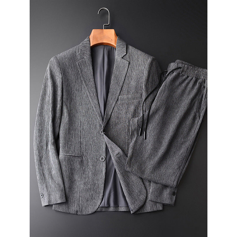 Retro Style Lightweight Striped Casual Suit Jacket