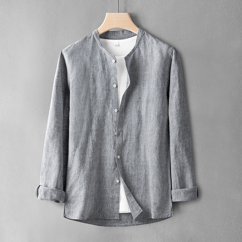 Retro Youth Linen Men's Long Sleeve Thin Loose Casual Cotton Linen Shirt