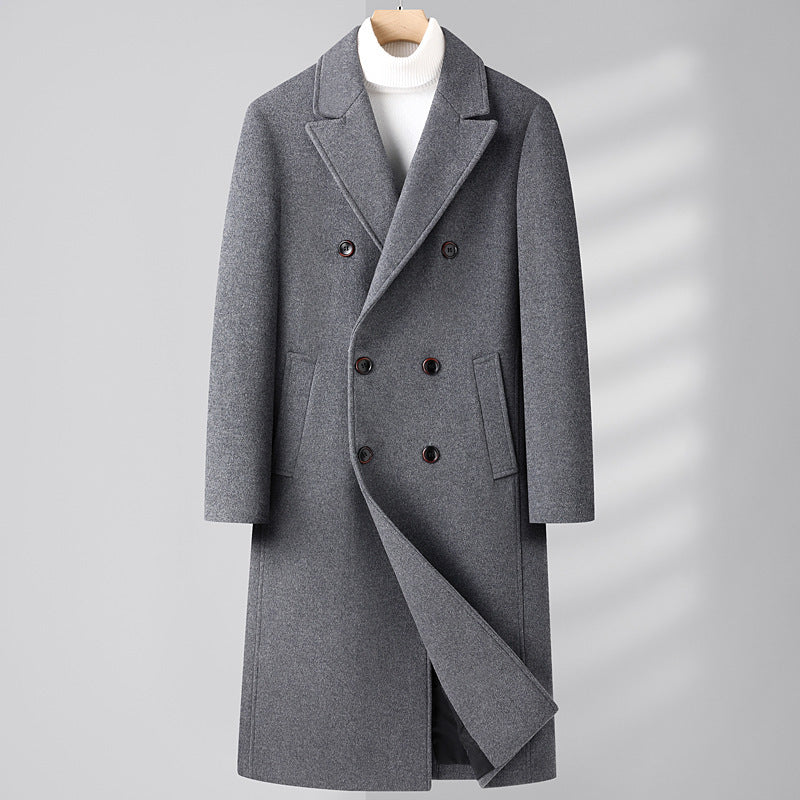 Woolen Double Breasted Long Coat