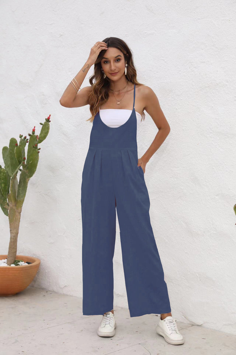 Women's Solid Color Casual Jumpsuit